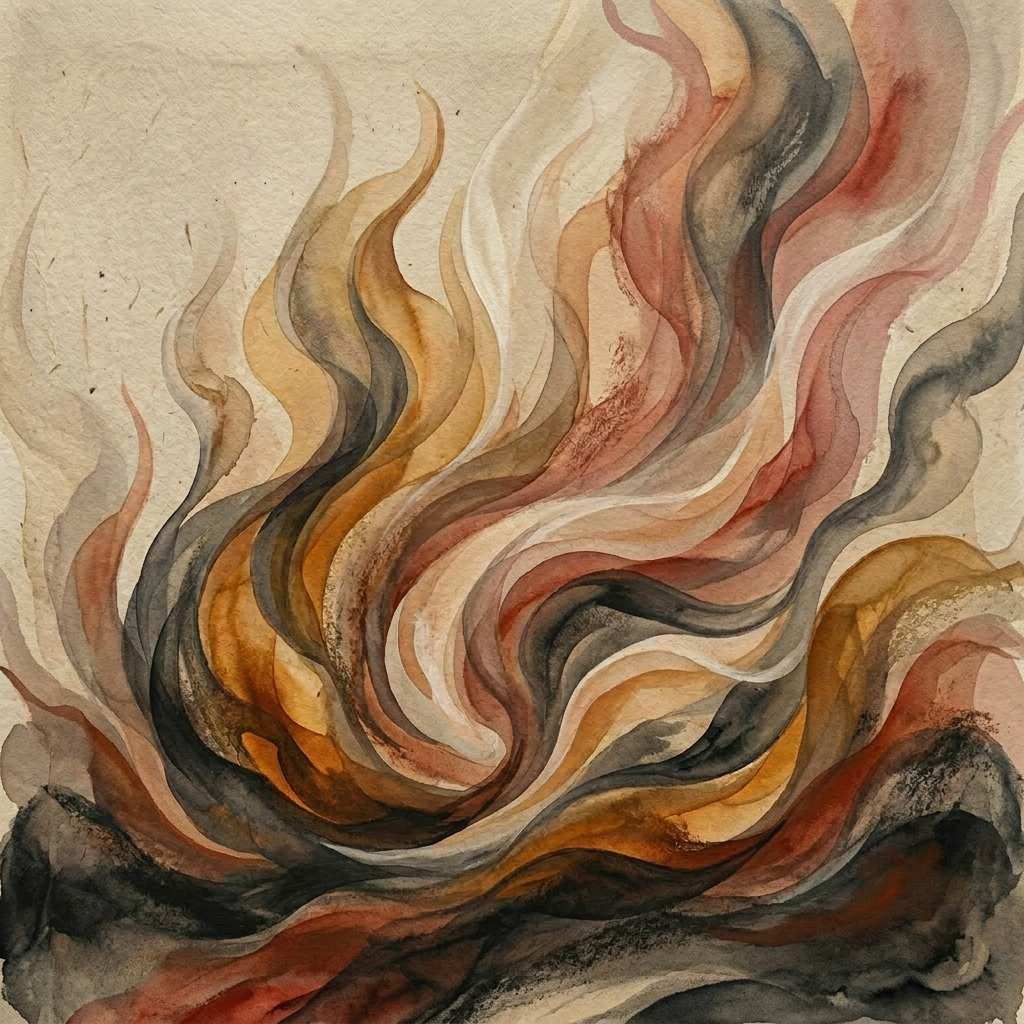 Muted abstract fire with flowing organic shapes Muted abstract fire with flowing organic shapes